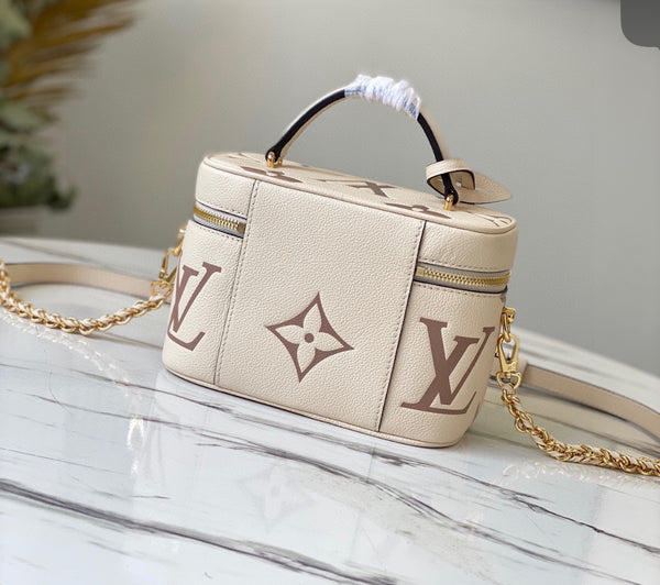 Luxury Monogram Crossbody Vanity Bag – Cream & Beige